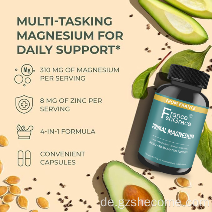 Shecome Magnesium-Kapseln zur Unterstützung von Muskeln, Nerven und Herz